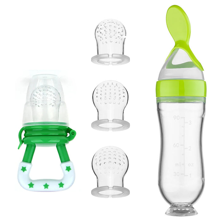 5pcs Silicone Squeezing Feeding Bottle Spoon Feeder for Newborn Baby