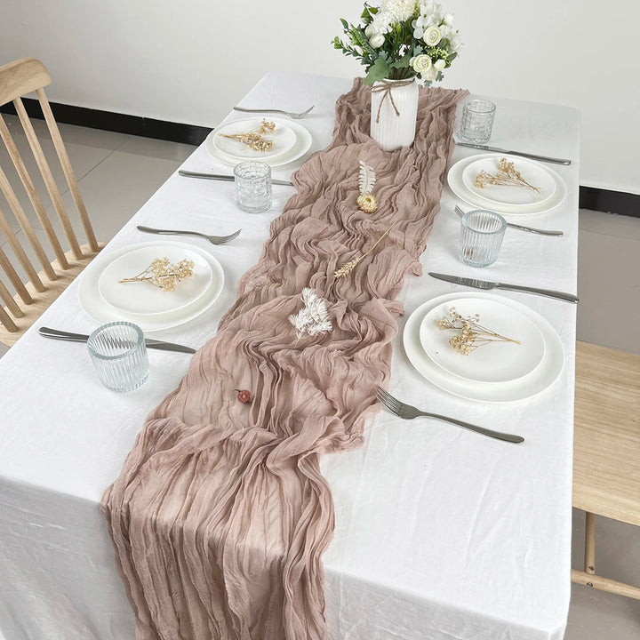 Pink Semi-Sheer Gauze Table Runner for Weddings and Events