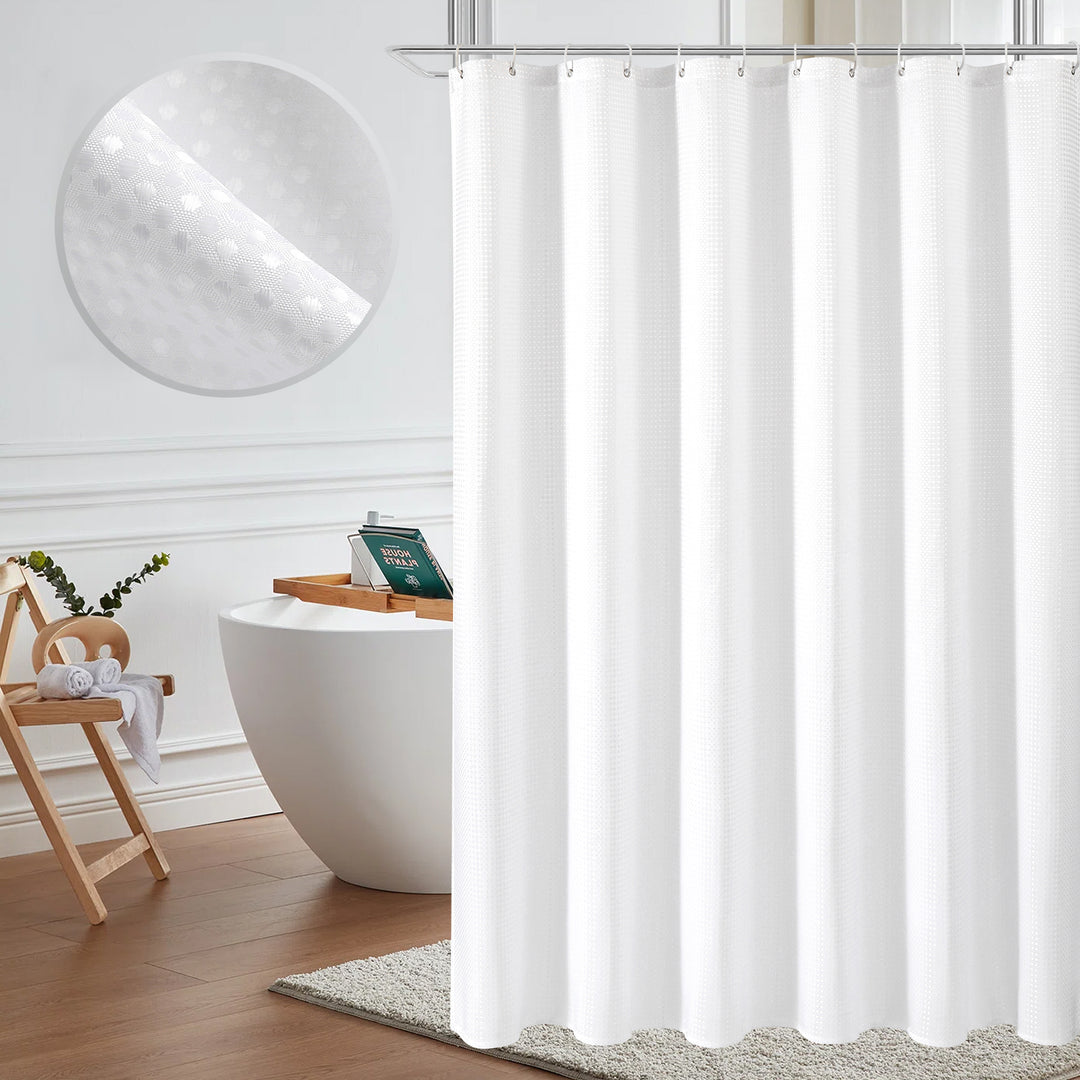 Classic Waffle Shower Curtain with Hooks