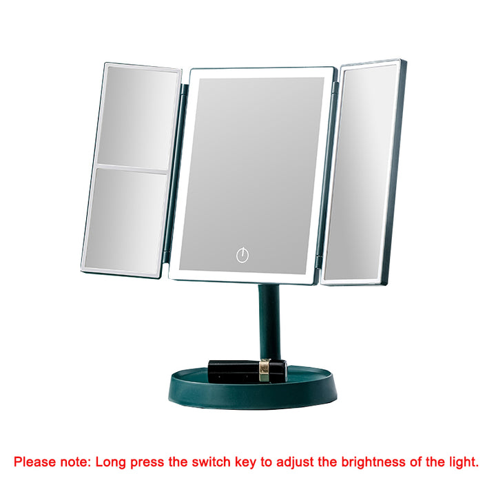 Foldable LED Makeup Mirror with 3 Tone Lights and Magnification