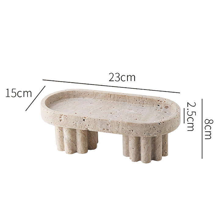 Luxury Marble Serving Tray with Legs - Decorative Travertine Dish