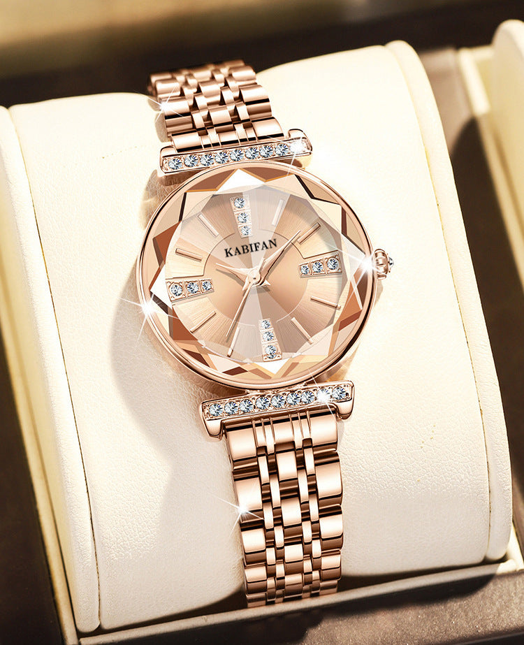 Women's Diamond Mirror Fashion Waterproof Steel Watch