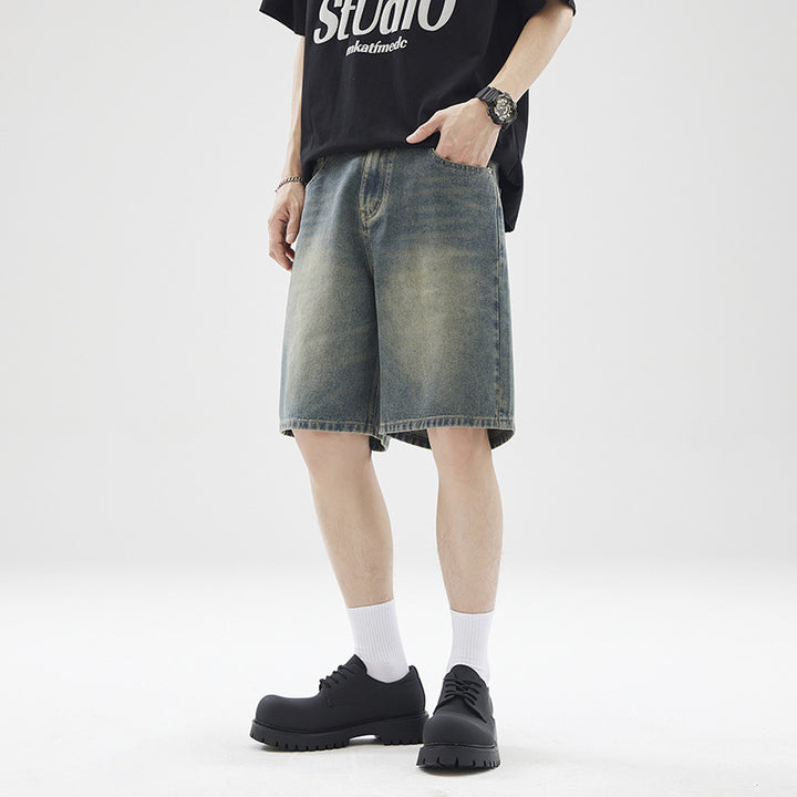 Summer American Retro Fifth Jeans Men