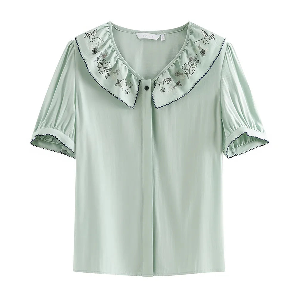 Summer Bloom Embroidered Shirt
