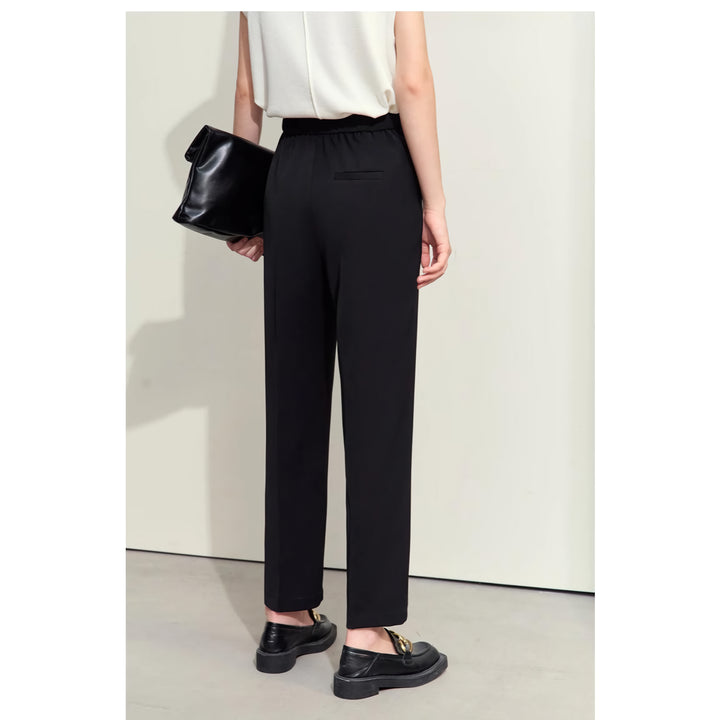 Minimalist Women's Woven Straight Pants with Embroidery