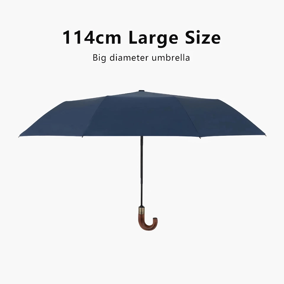 Large Wood Handle Windproof Automatic Golf Umbrella