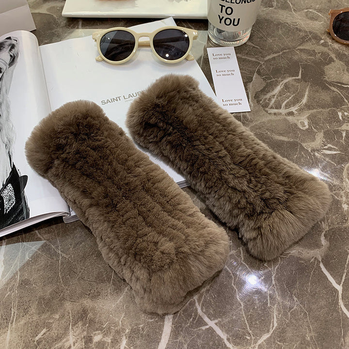 Sweet Warm And Thickened Rex Rabbit Fur Gloves