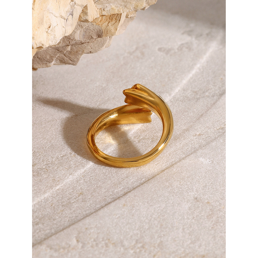 18K Gold Plated Asymmetric Pentagram Zirconia Open Ring