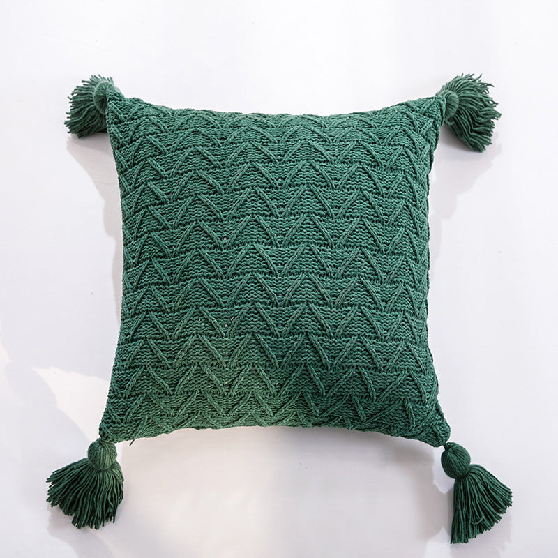 Soft Chenille Knitted Pillow Cover - Nordic Tassel Cushion Case