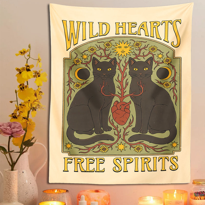 Sun Moon Cat Tapestry Wall Hanging