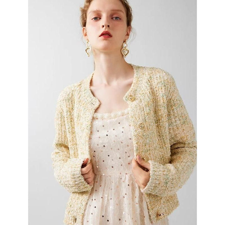 Elegant Geometric Pattern Short Cardigan for Women