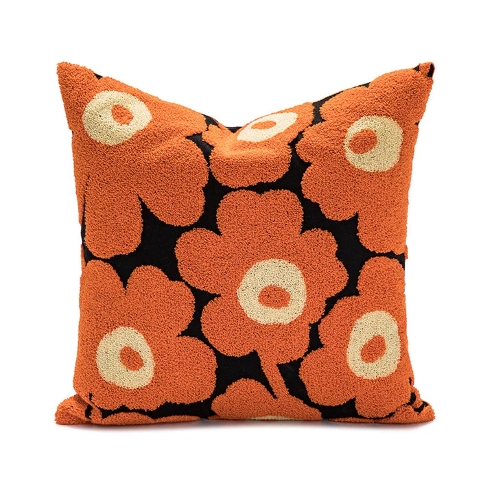 Poppy Floral Embroidered Cushion Cover