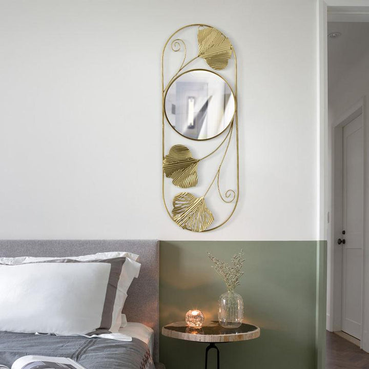 Elegant Metal Ginkgo Leaf Wall Mirror