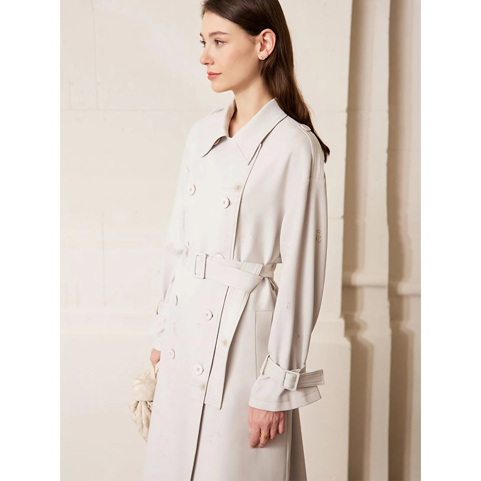 Elegant Double Breasted Minimalist Trench Coat with Belt