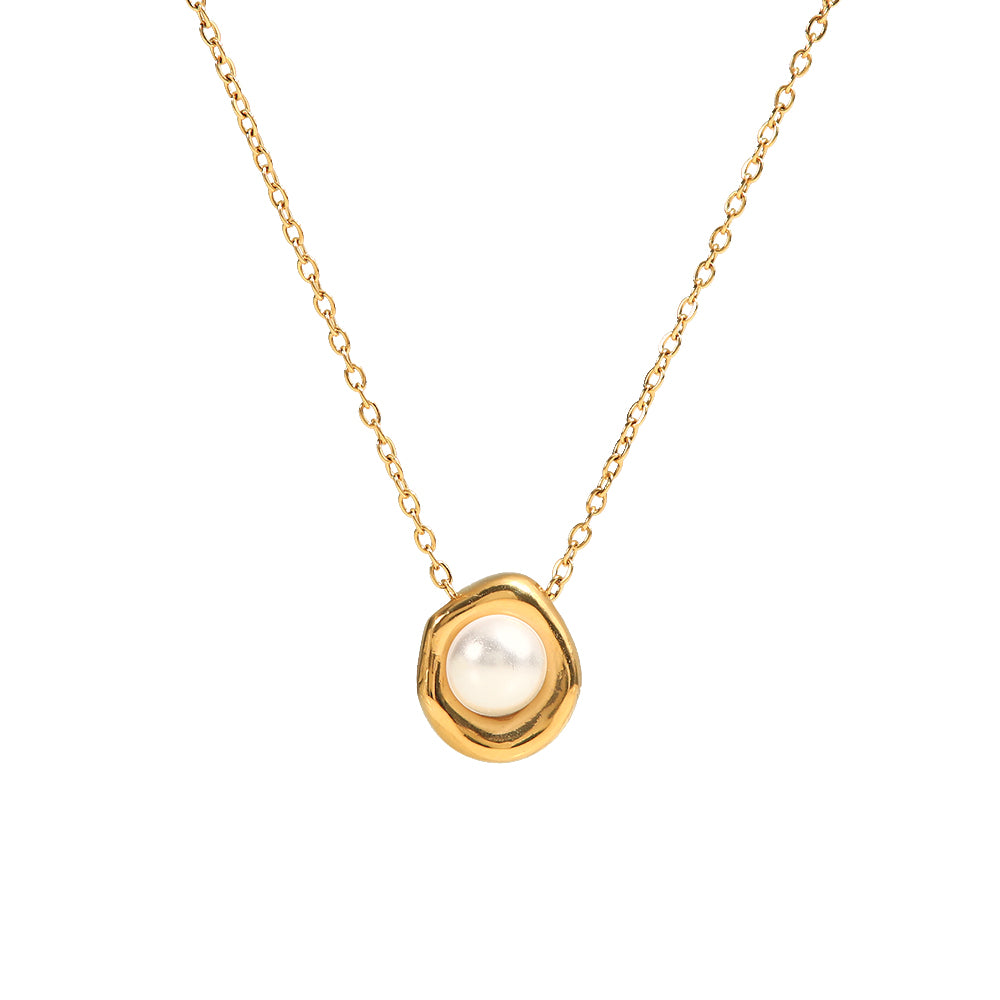 Elegant Stainless Steel Pearl Pendant Necklace for Women