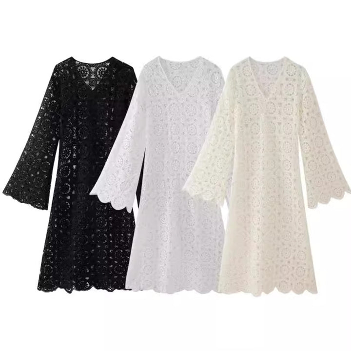 Women's Lace Embroidered Long Sleeve Dress