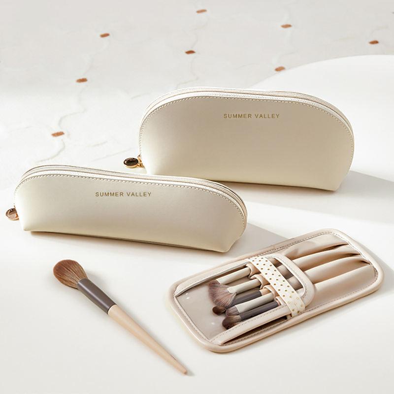 Portable PU Leather Makeup Brush Storage Bag