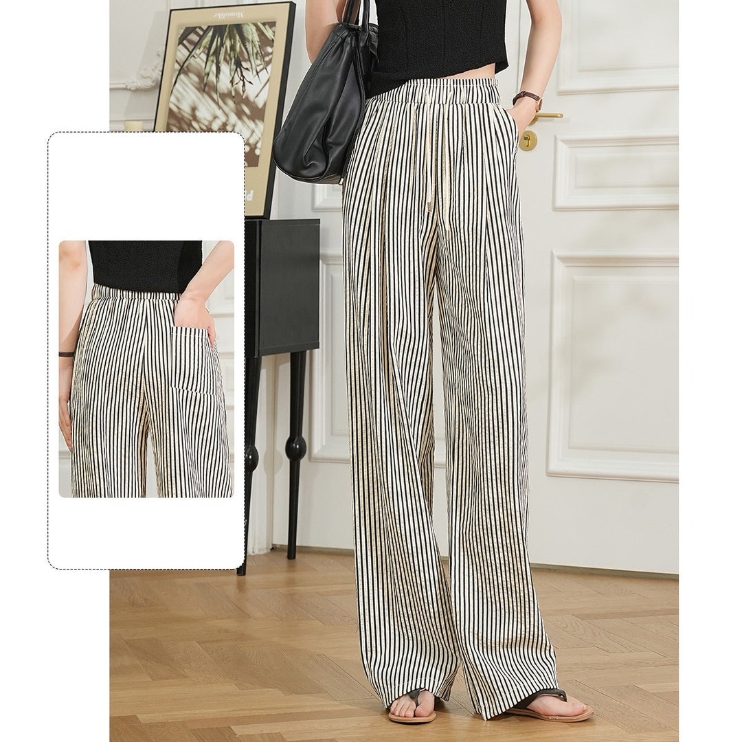 Women's Casual Wide Leg Striped Pants