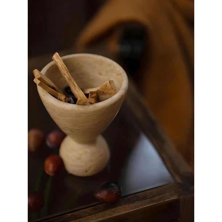 Handcrafted Travertine Stone Incense Burner