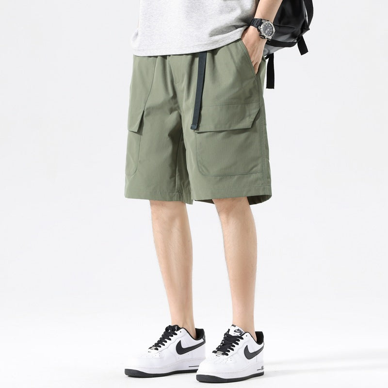 Men's Design Sense Niche Pocket Wide-leg Pants Straight Loose Casual Pants Cropped Pants Shorts