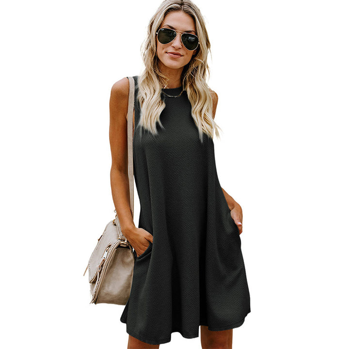 Slim High Waist Dress Simple Style Solid Color