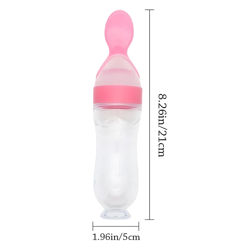 5pcs Silicone Squeezing Feeding Bottle Spoon Feeder for Newborn Baby