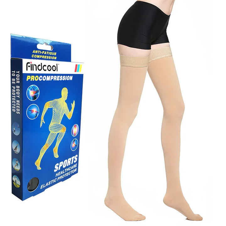 Thigh High Closed Toe Compression Stockings for Women