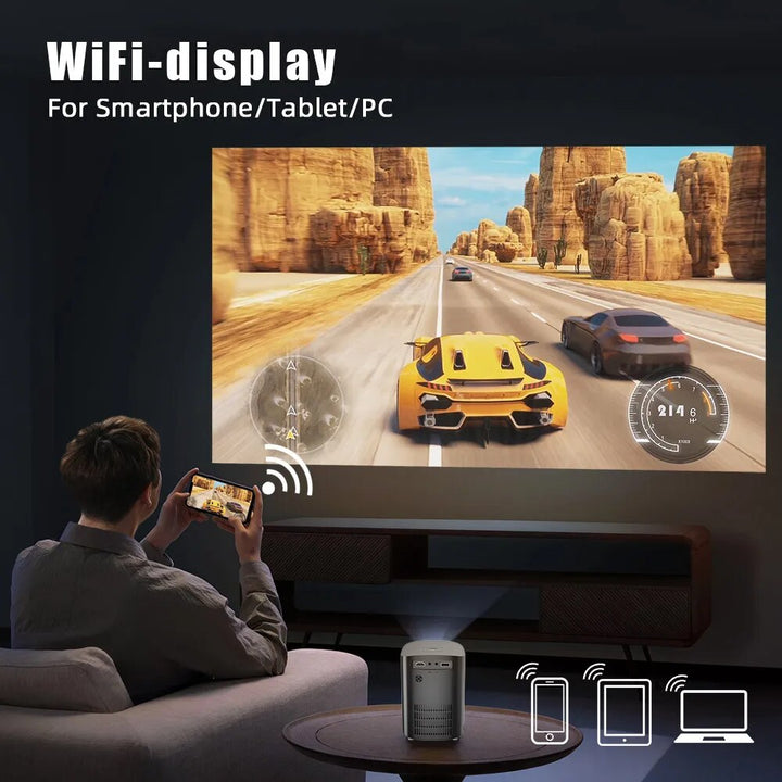Portable Smart WiFi LED Projector - Full HD 1080P & 4K Support for Home Cinema and Gaming