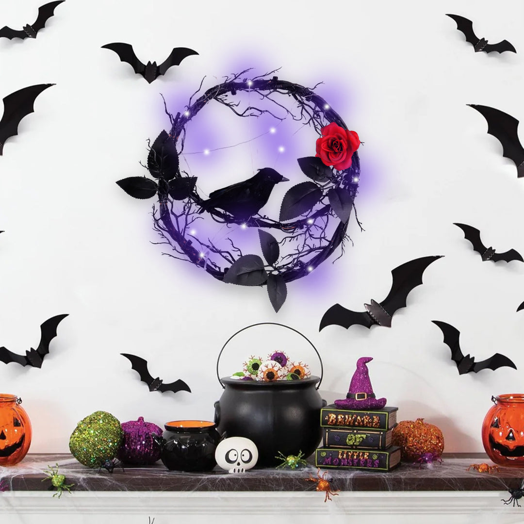 Halloween Glowing Dead Wood Black Crow Garland Decorations