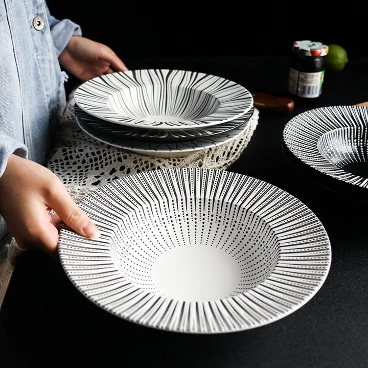 Elegant Ceramic Deep Plates for Pasta, Soup, and Salads