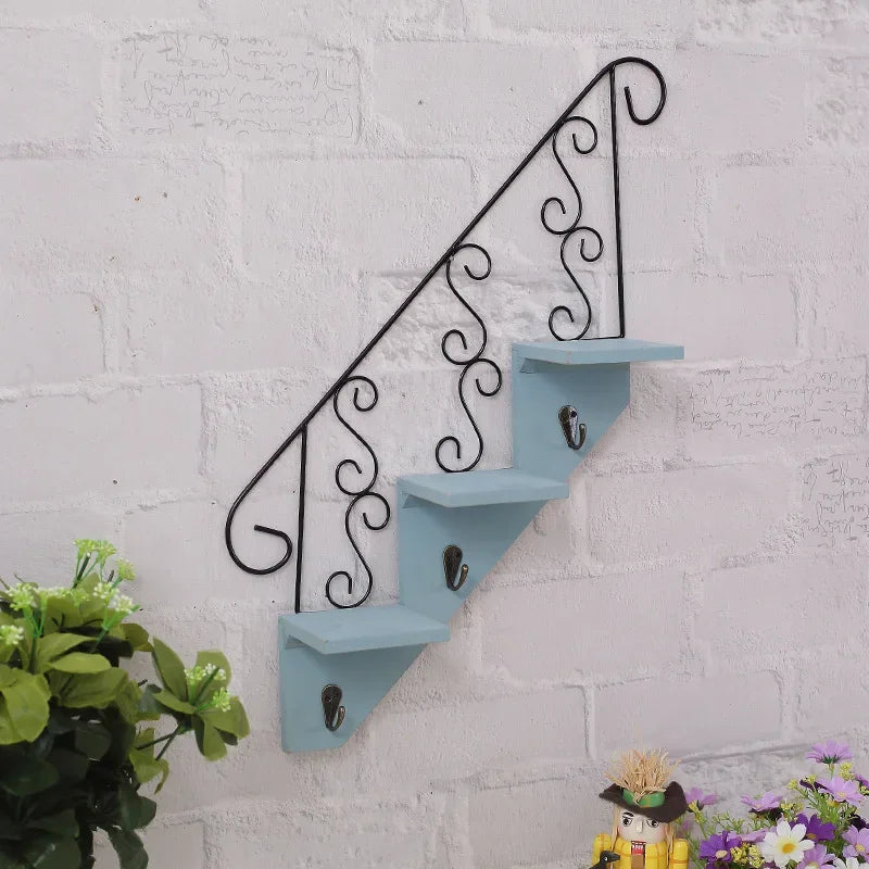 Scandinavian Wind Iron Hanging Hook Shelf with Flower Pot Holders