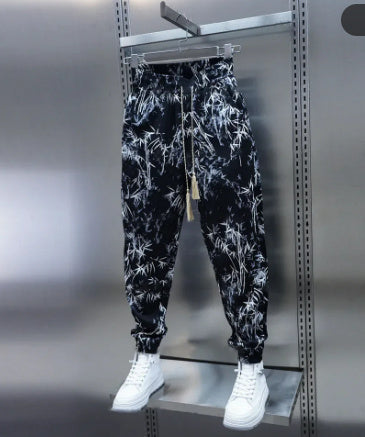 Men's Summer Loose Floral Casual Ice Silk Harem Pants