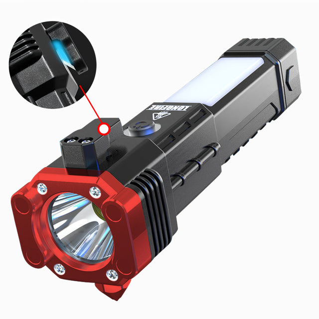 4-in-1 Multifunctional USB Charging Flashlight with Safety Hammer and Magnet