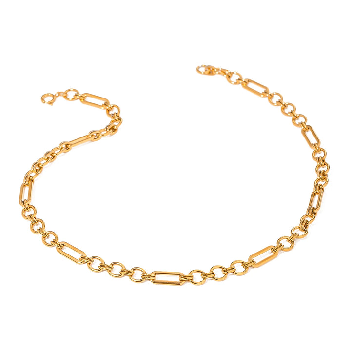 18K Gold Plated Stainless Steel Waterproof Paperclip Necklace for Women