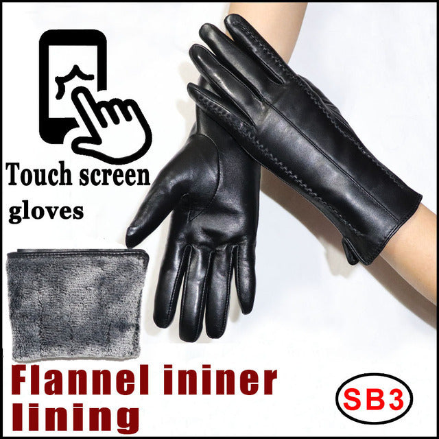 Women's Sheepskin Gloves Winter Warmth Plus Velvet Short Thi