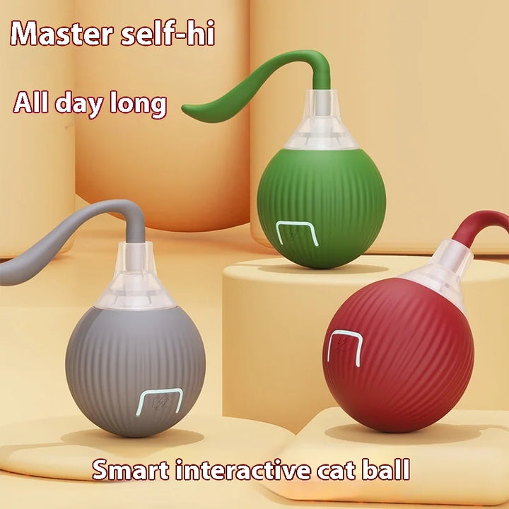 Interactive Self-Rolling Cat Ball Toy with Silicone Shell - Automatic Motion & Smart Sensor