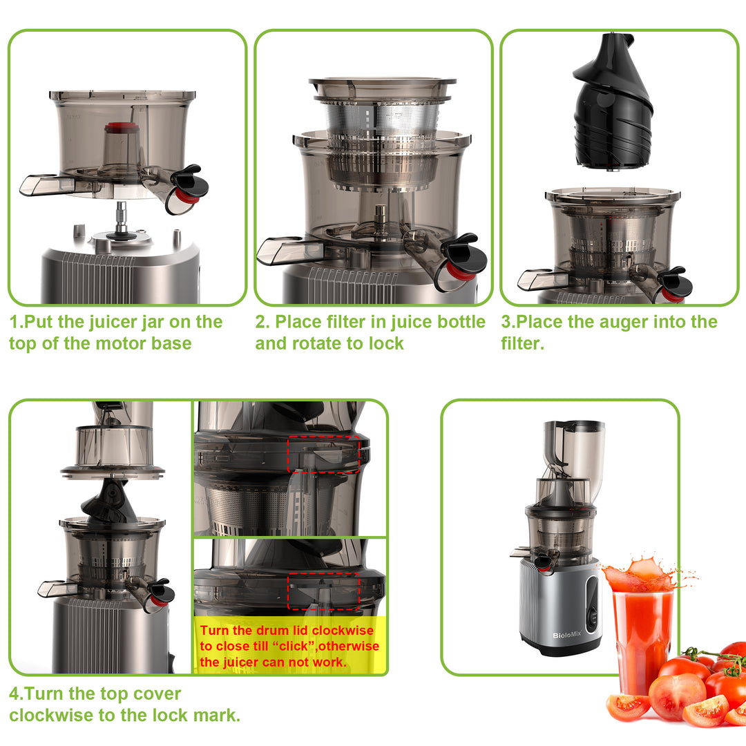 Cold Press Juicer with 3-Inch Feed Chute, 200W Slow Masticating Juice Extractor