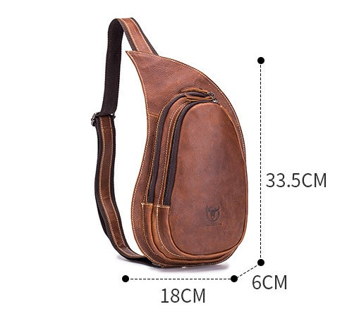 Leather Goods New Crazy Horse Leather Chest Bag Genuine Leather Men