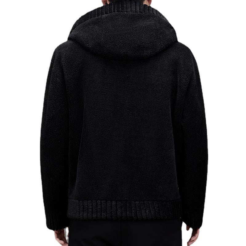 Fur-integrated Double-sided Cashmere Hooded Jacket