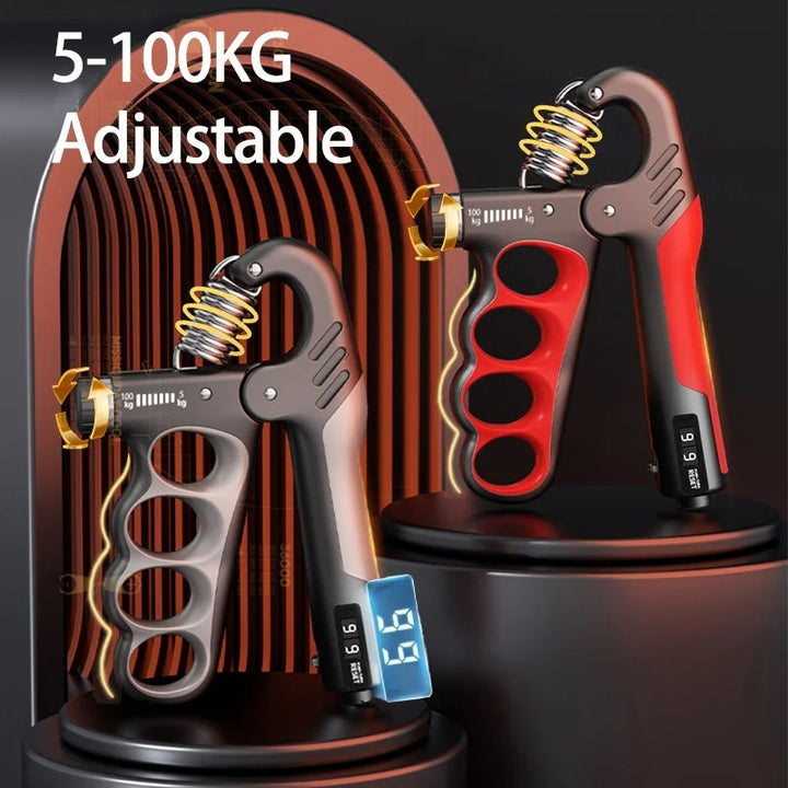 Adjustable Hand Strengthener with 5-100KG Resistance and LCD Counter