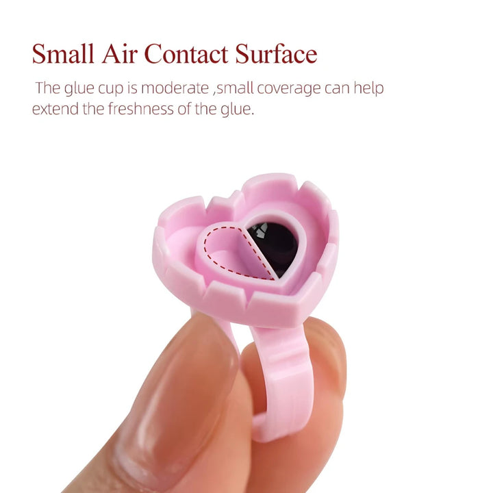 Heart-Shaped Disposable Eyelash Glue Rings - 100Pcs