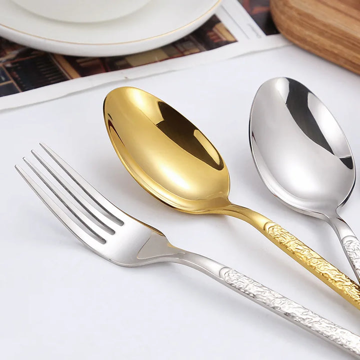 30-Piece Luxury Golden Cutlery Set