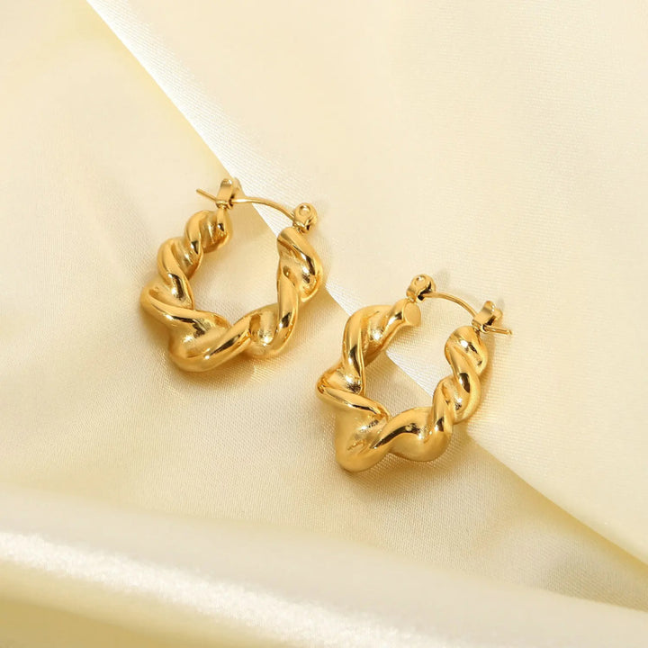 Trendy 18K Gold Plated Stainless Steel Croissant Hoop Earrings