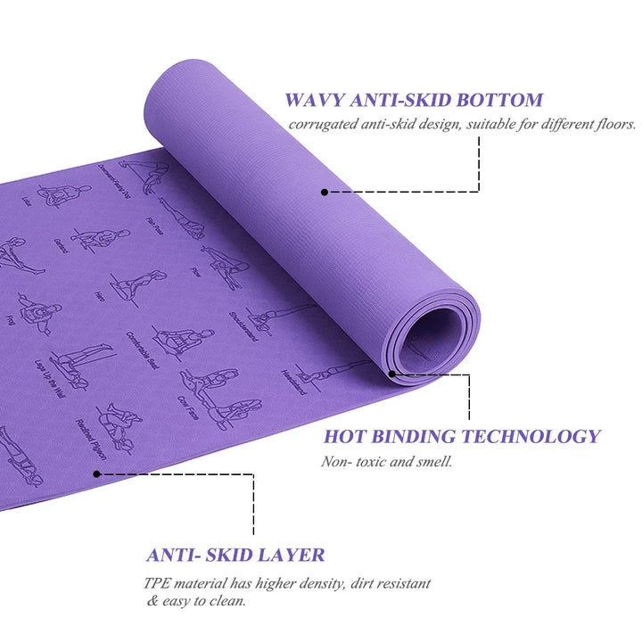 Non-Slip Fitness Mat for Yoga, Pilates, Gym & Home Workouts