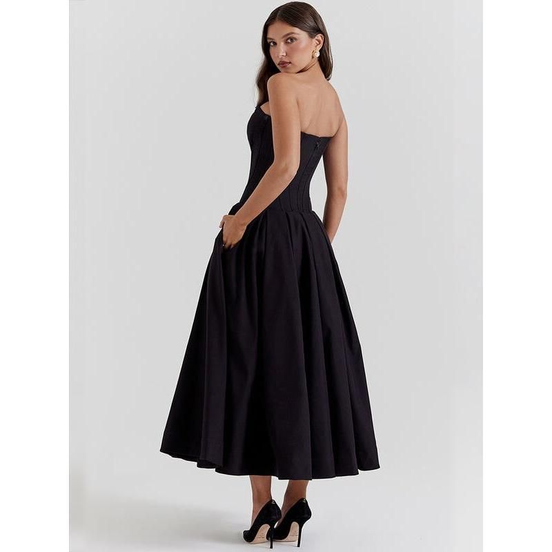 Elegant Backless A-line Midi Dress for Women