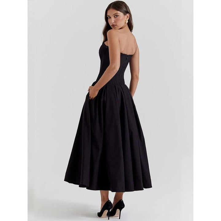 Elegant Backless A-line Midi Dress for Women