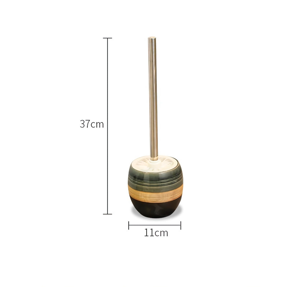 Retro Ceramic Base Toilet Brush with Long Handle