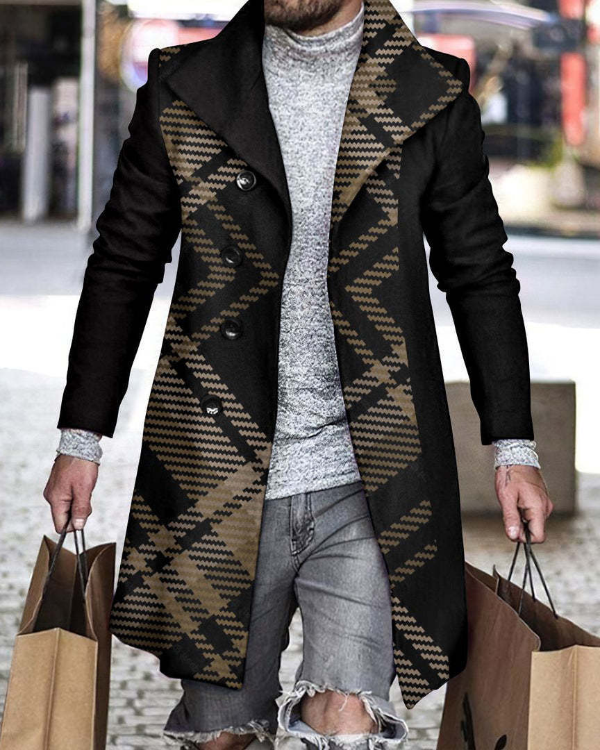 3D Digital Printing Men's Woolen Lapel Jacket