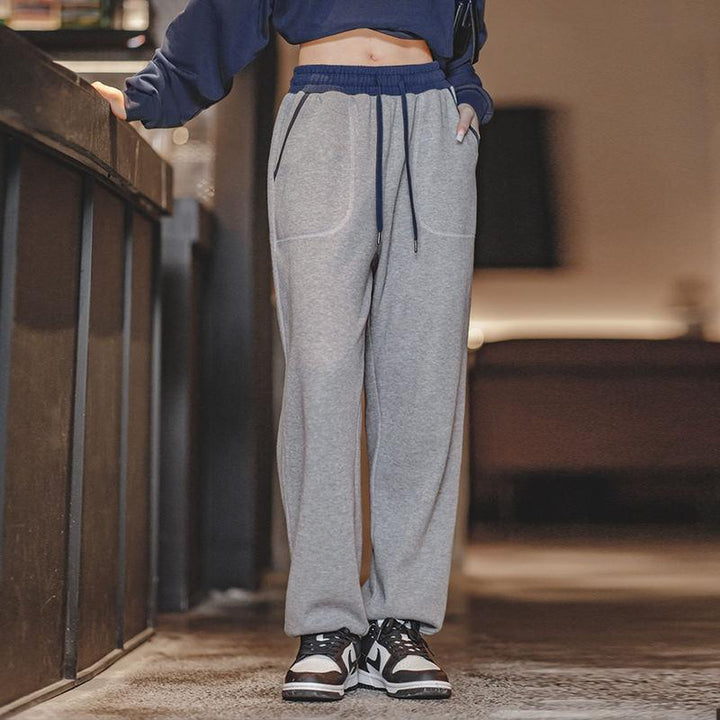 Contrast Color Drawstring Sweatpants for Women