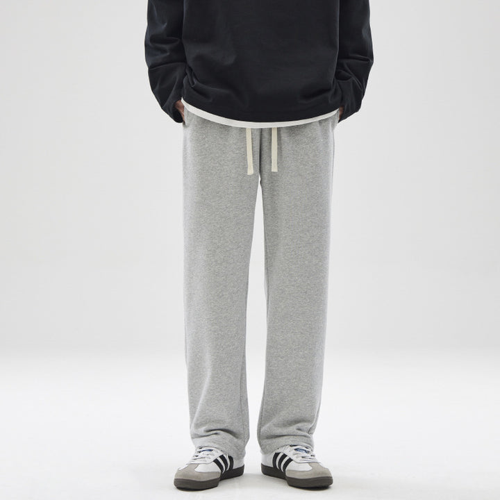 Fashion Brand Draping Effect Straight Gray Sweatpants Men